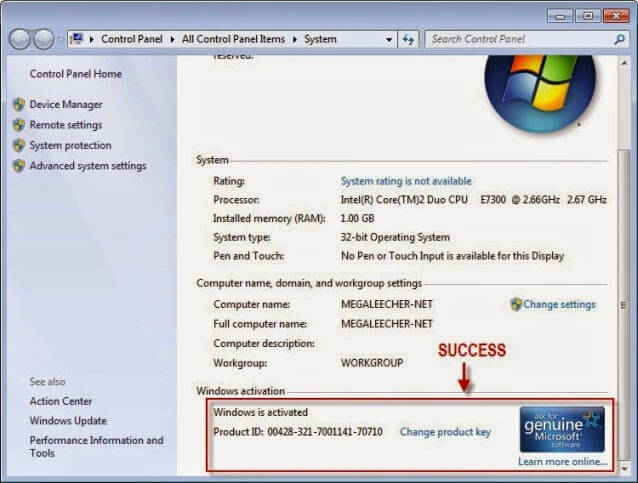 change product key office 2007 windows 7