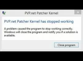 pvp.net patcher kernel has stopped working
