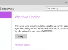 Windows update error 0x80070057