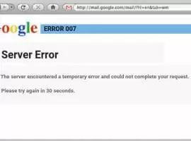 Gmail Server Error 007