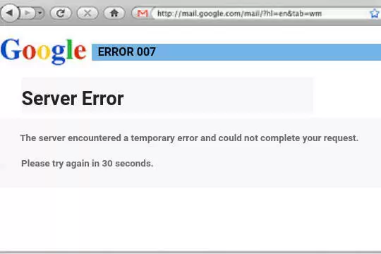 Gmail Server Error 007