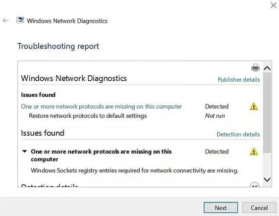 One or More Network Protocols are Missing on This Computer