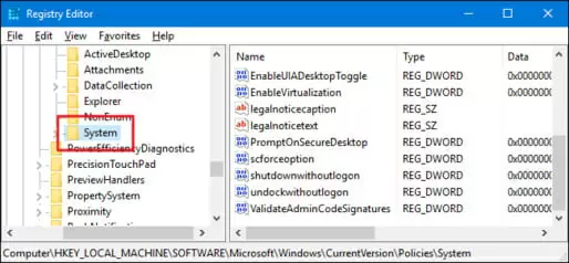 registry editor - system