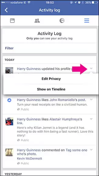 hide or delete facebook post