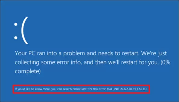 HAL_INITIALIZATION_FAILED - error screen