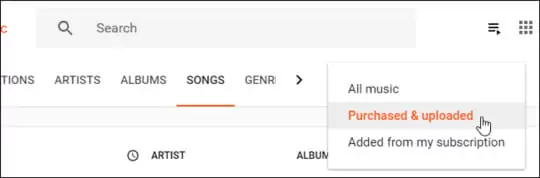 google music manager - all songs